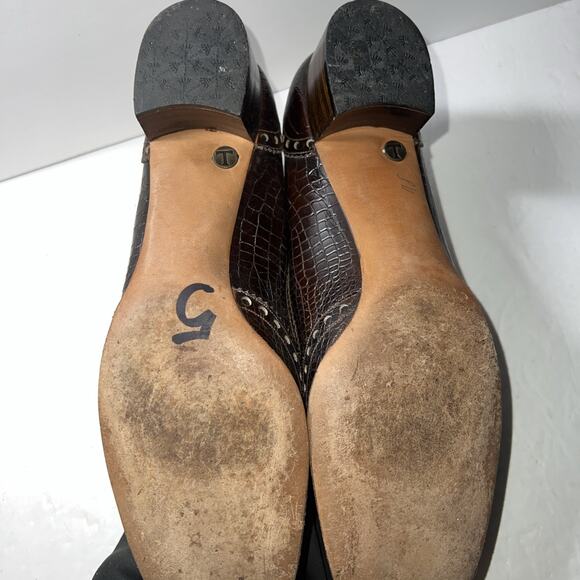 US Women’s 9.5 Dress Shoes Tomboy Toes 1 Inch Heel Brown Leather Delman main image 5